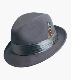 Stacy Adams Ash Fedora Crushable Wool Felt Pinch Front Hat