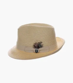 Stacy Adams Corby Fedora Paper Braid Pinch Front Hat