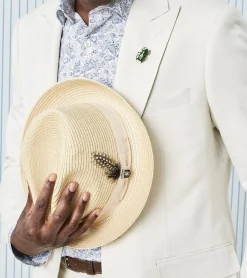 Stacy Adams Corby Fedora Paper Braid Pinch Front Hat
