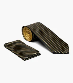 Stacy Adams Formal Gold Tie & Hanky Set