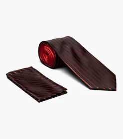 Stacy Adams Formal Red Tie & Hanky Set