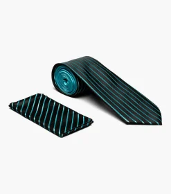 Stacy Adams Formal Teal Tie & Hanky Set