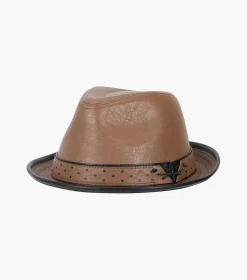Stacy Adams Halden Fedora Vegan Leather Pinch Front Hat