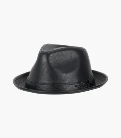 Stacy Adams Halden Fedora Vegan Leather Pinch Front Hat