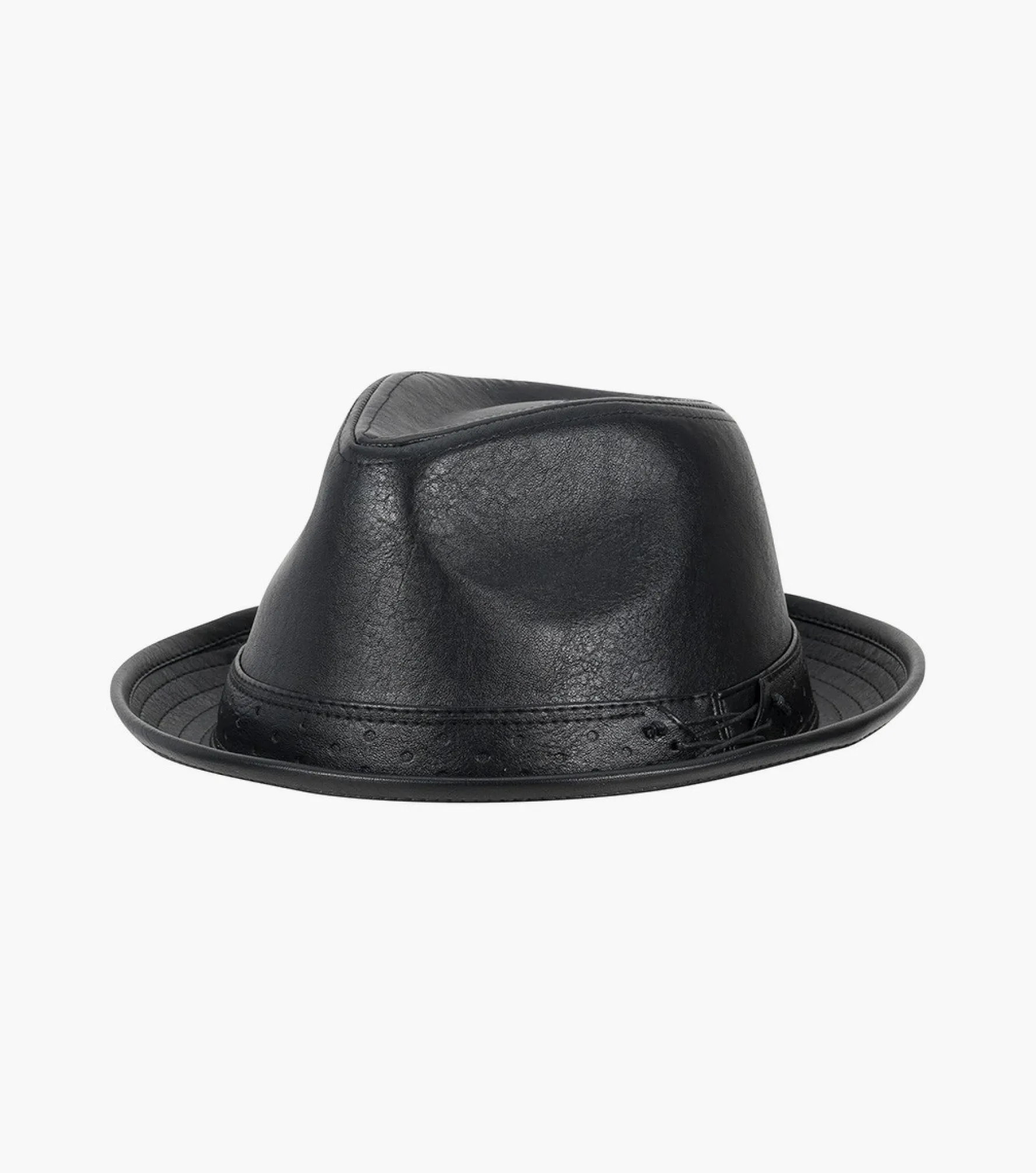 Stacy Adams Halden Fedora Vegan Leather Pinch Front Hat