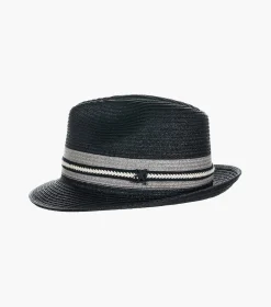 Stacy Adams Montrell Fedora Paper Braid Pinch Front Hat