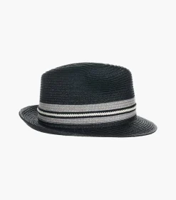 Stacy Adams Montrell Fedora Paper Braid Pinch Front Hat
