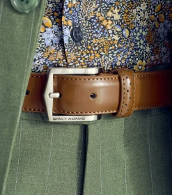 Stacy Adams Pinseal Perf Strap Genuine Leather Belt