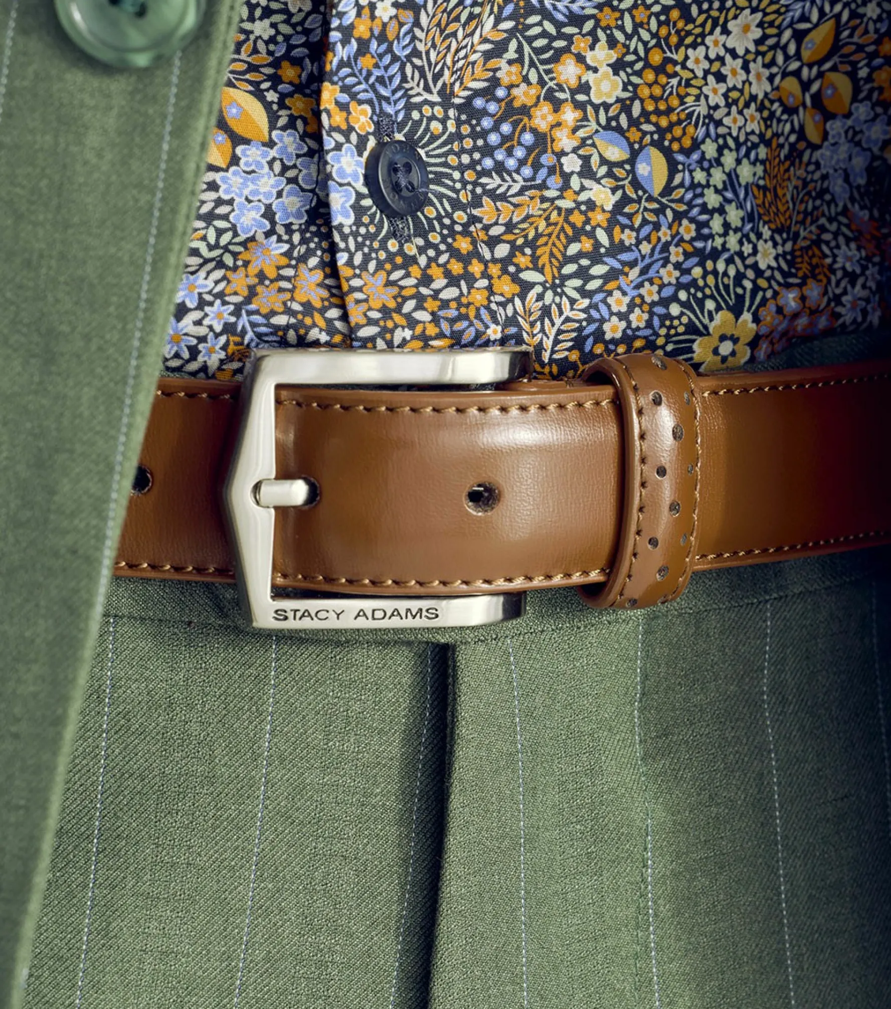 Stacy Adams Pinseal Perf Strap Genuine Leather Belt