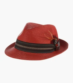 Stacy Adams Runyon Fedora Poly Braid Pinch Front Hat