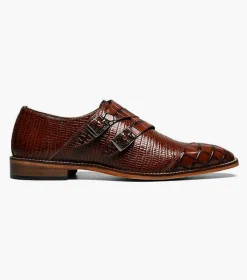 Stacy Adams Toscano Leather Sole Angled Cap Toe Double Monk Strap