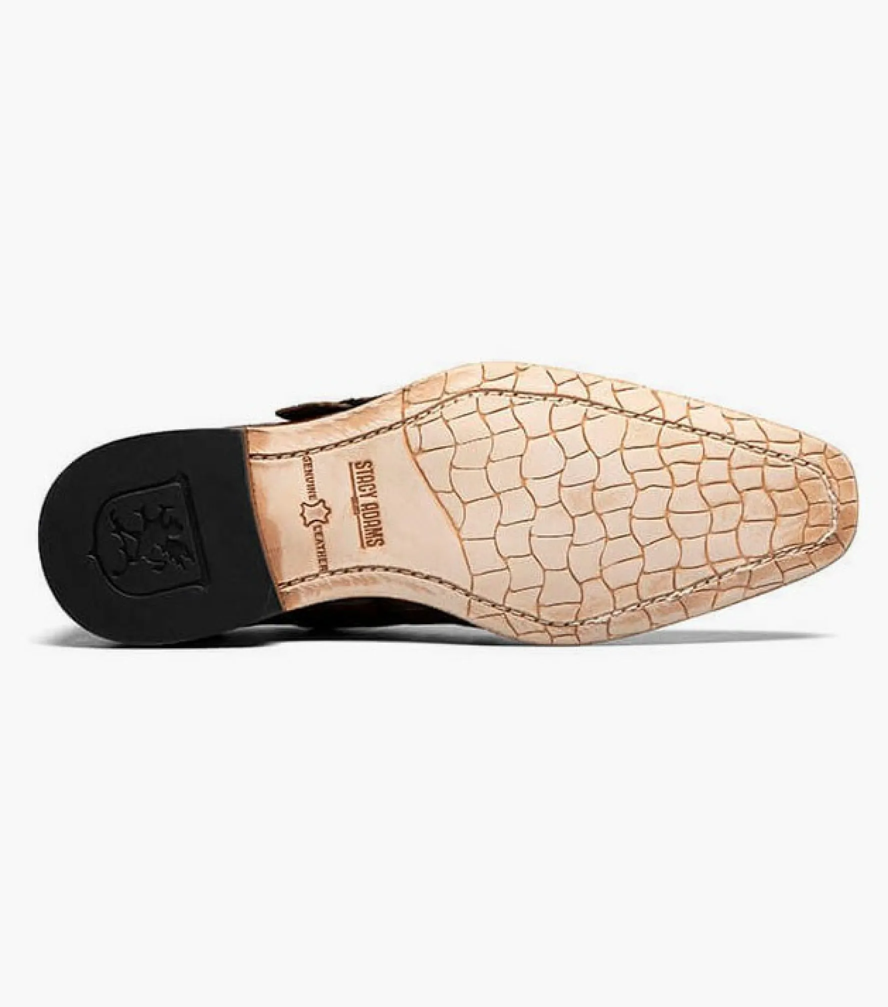 Stacy Adams Toscano Leather Sole Angled Cap Toe Double Monk Strap