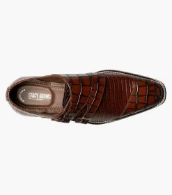 Stacy Adams Toscano Leather Sole Angled Cap Toe Double Monk Strap