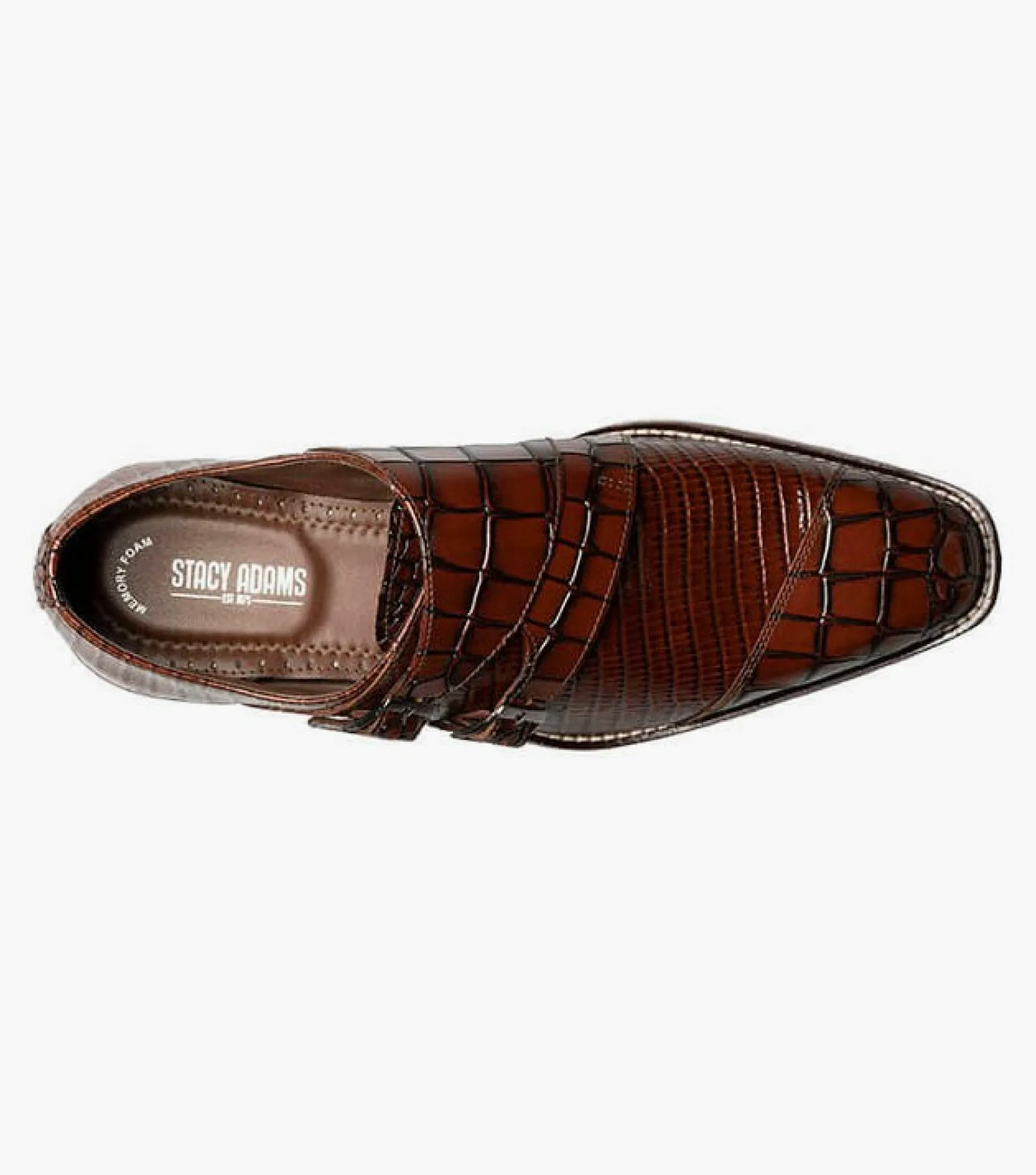 Stacy Adams Toscano Leather Sole Angled Cap Toe Double Monk Strap