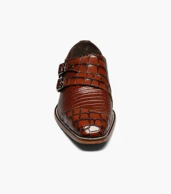 Stacy Adams Toscano Leather Sole Angled Cap Toe Double Monk Strap
