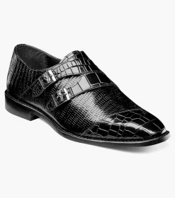 Stacy Adams Toscano Leather Sole Angled Cap Toe Double Monk Strap