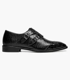 Stacy Adams Toscano Leather Sole Angled Cap Toe Double Monk Strap