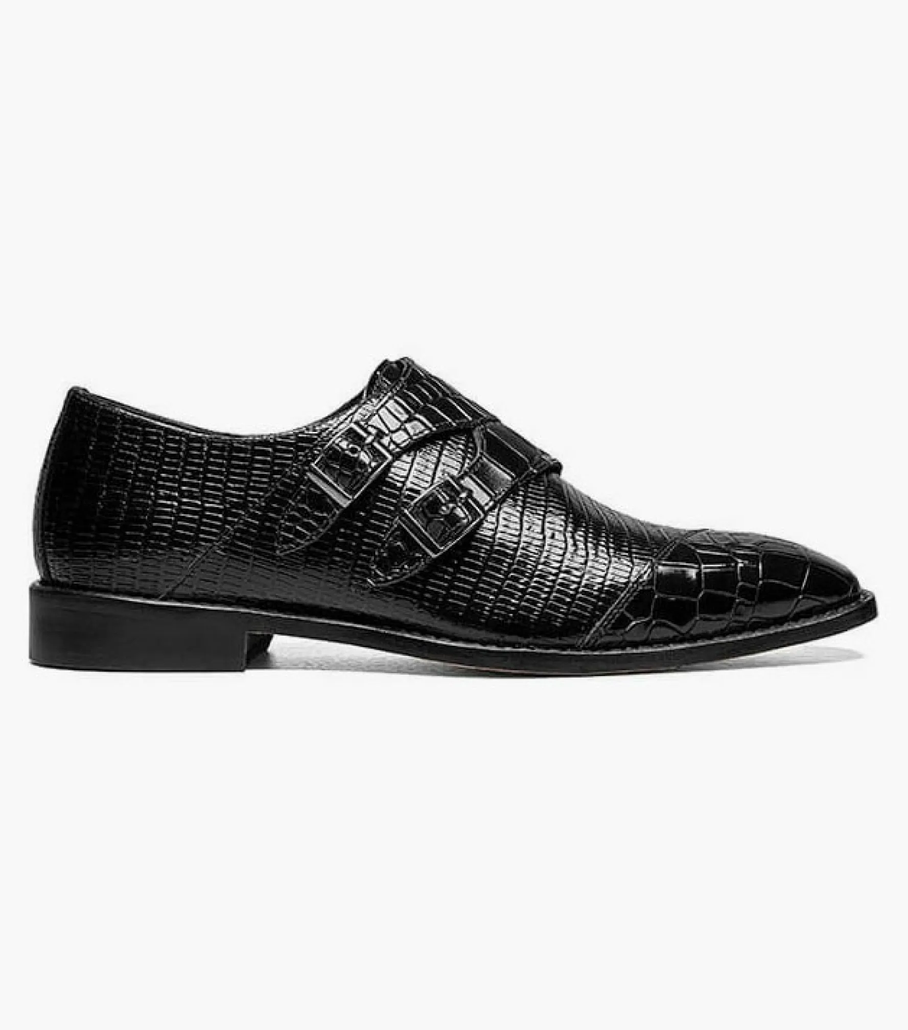 Stacy Adams Toscano Leather Sole Angled Cap Toe Double Monk Strap