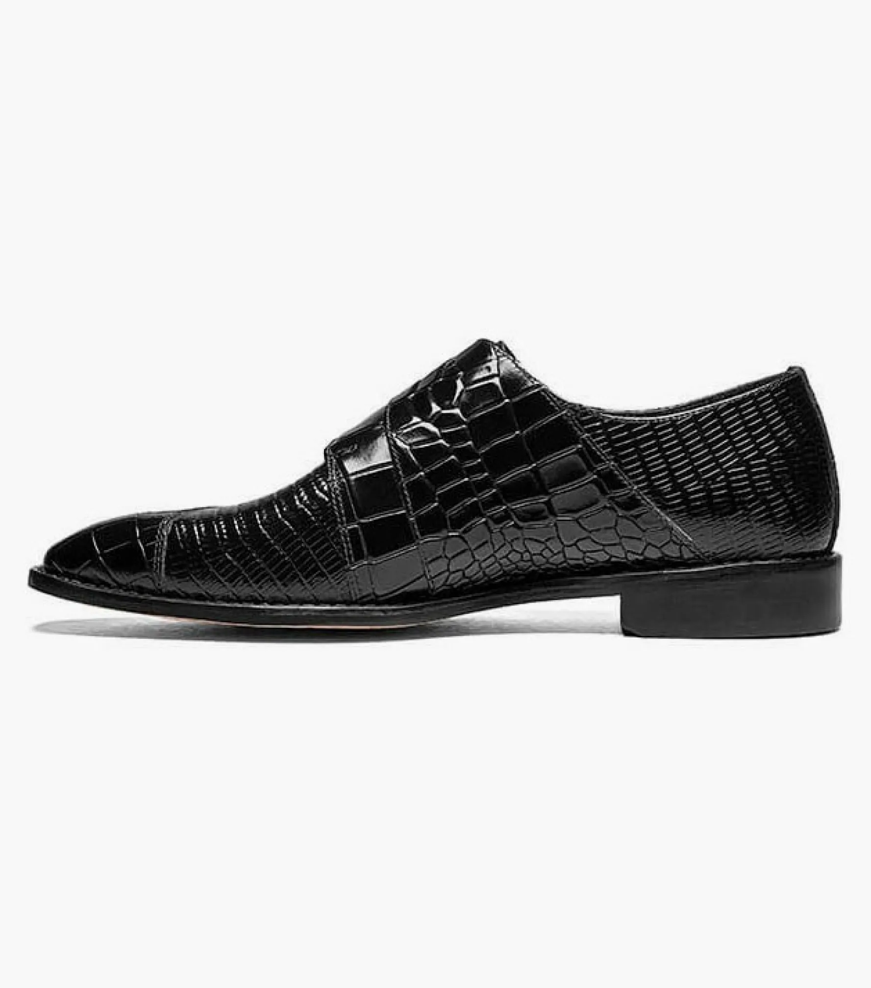 Stacy Adams Toscano Leather Sole Angled Cap Toe Double Monk Strap