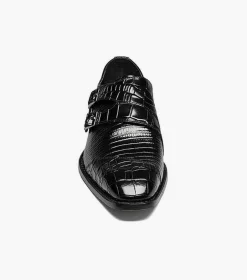 Stacy Adams Toscano Leather Sole Angled Cap Toe Double Monk Strap